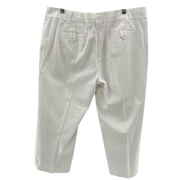 Christine Alexander Cotton Signature White Silver Embellishment Crop Pants 12 - Picture 7 of 11